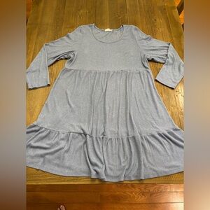 Pink Rose Blue-Gray Knee-Length Knit Dress